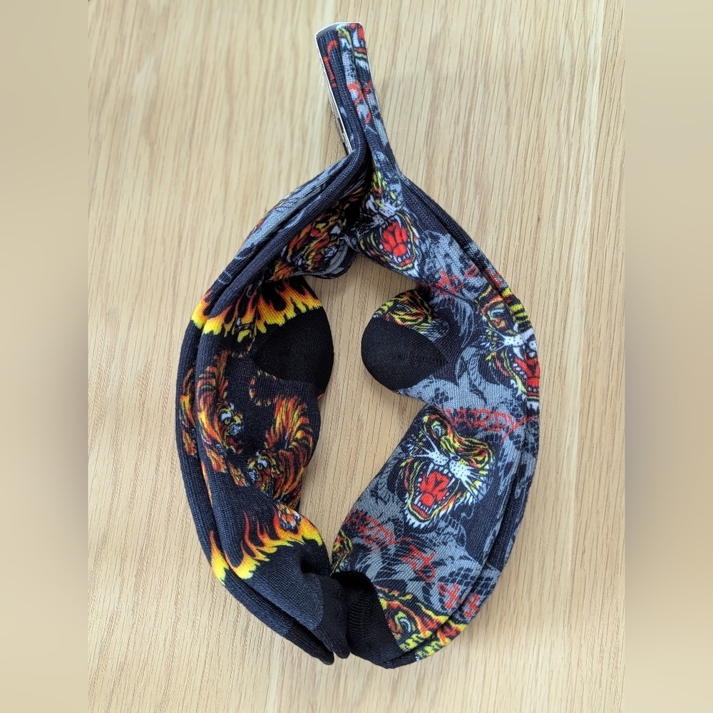 NWT Ed Hardy Cushioned Crew Socks - 2 Pair/Pack - 2 different Tiger Prints